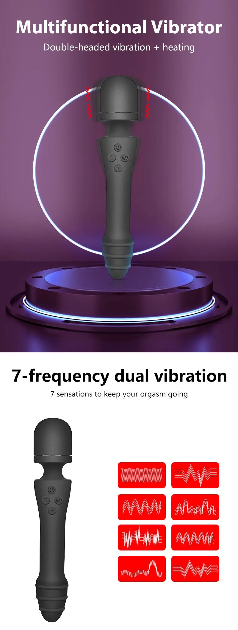  Sỉ Chày rung tình yêu 2 đầu AV Stick pemijat Dildo rung toả nhiệt massage điểm G giá sỉ