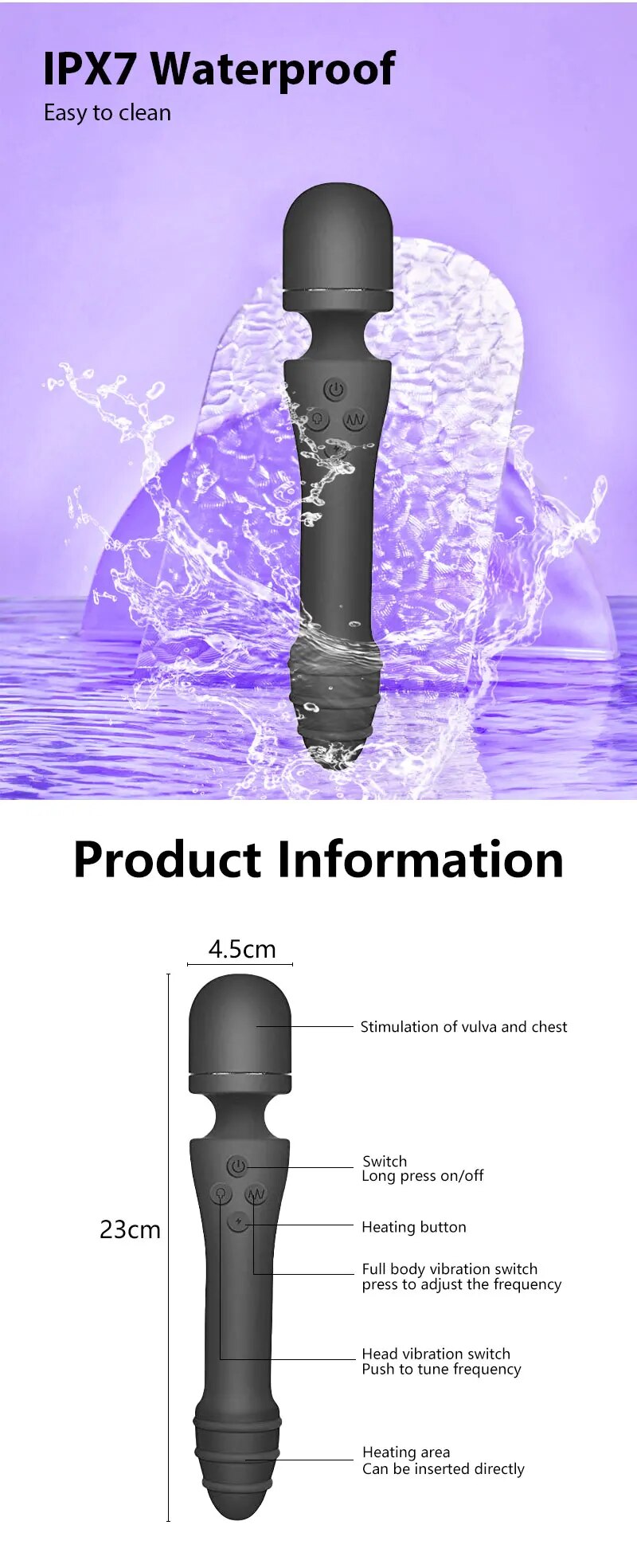  Sỉ Chày rung tình yêu 2 đầu AV Stick pemijat Dildo rung toả nhiệt massage điểm G giá sỉ