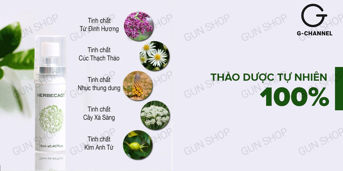  Sỉ Chai xịt Đài Loan Herbecaot - Kéo dài thời gian - Chai 15ml chính hãng