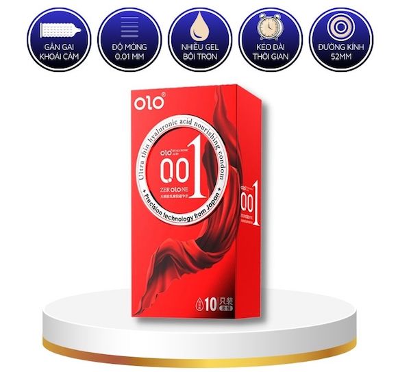  Nơi bán Bao cao su Olo thin 0.01 đỏ Square Red gai nổi siêu mỏng hộp 10c nhập khẩu