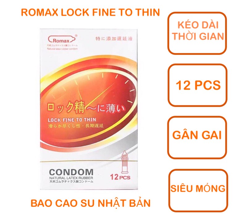  Đại lý Bao cao su Romax Lock Fine To Thin hộp 12c gân gai của Nhật Bản chính hãng