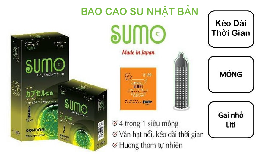  Cửa hàng bán Bao cao su Sumo long shock 4 in 1 gân gai hộp 12c shop bcs giá rẻ nhập khẩu