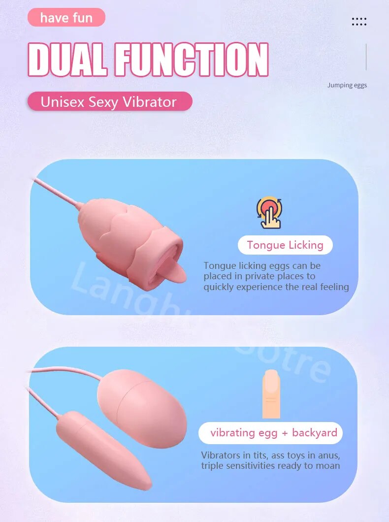  Cửa hàng bán Trứng rung tình yêu Jiuuy 2 đầu kèm lưỡi liếm 3 in 1 nhập khẩu