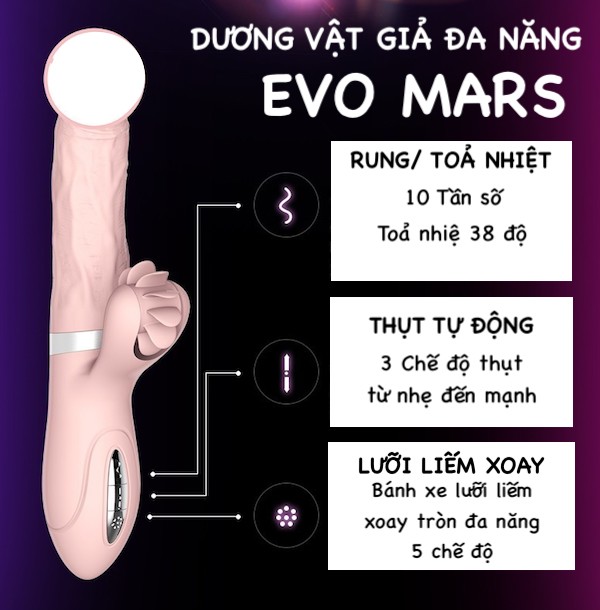  Shop bán Dương vật cao cấp rung thụt tỏa nhiệt kết hợp lưỡi liếm siêu mềm - Vibrator Evo Mars có tốt không?