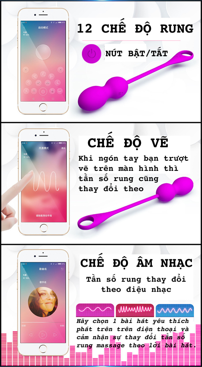  Nhập sỉ Trứng rung cao cấp PrettyLove Elvira điều khiển qua app điện thoại bluetooth nhập khẩu