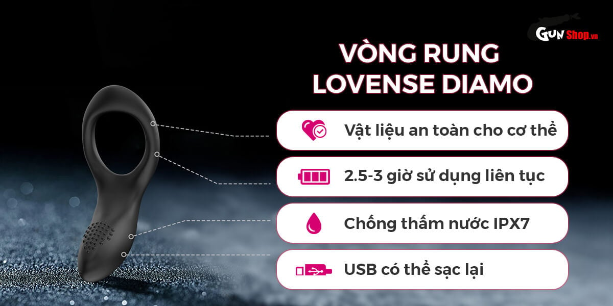  Thông tin Vòng đeo dương vật Lovense Diamo 10 chế độ rung điều khiển qua app loại tốt